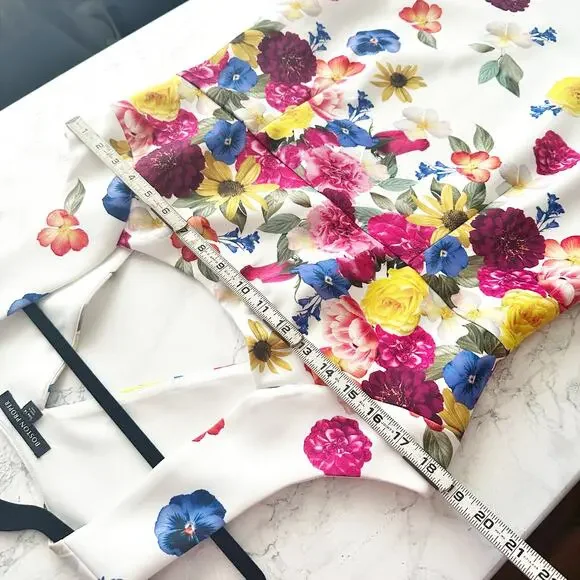 Boston Proper Garden Of Eve Print Square-Neck Scuba Sheath Dress Women’s Size 14 - Picture 14 of 16